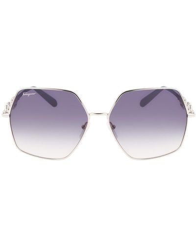Ferragamo Gancini 61mm Gradient Rectangular Sunglasses - Purple