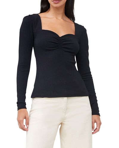 French Connection Sonya Rib Sweetheart Neck Top - Black