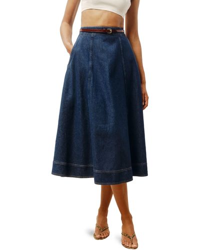 Reformation Delilah High Waist Denim Midi Skirt - Blue