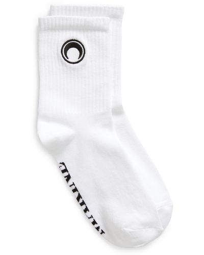 Marine Serre Embroidered Olympic Moon Crew Socks - White