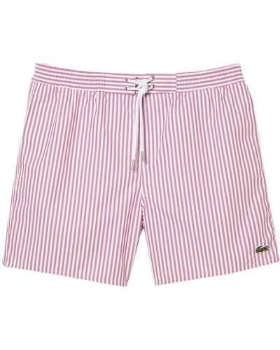 Lacoste Stripe Swim Trunks - Pink