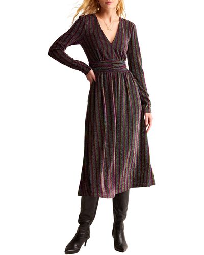 Boden Metallic Stripe Long Sleeve Sweater Dress - Multicolor