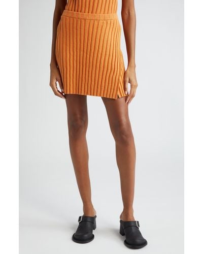 Eckhaus Latta Keyboard Linen & Cotton Rib Sweater Miniskirt - Orange