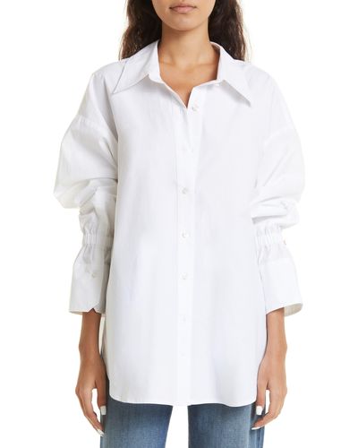 A.L.C. Monica Oversize Bell Sleeve Cotton Button-up Shirt - White