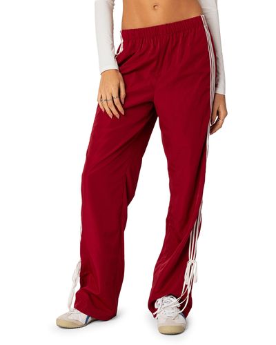 Edikted Remy Tie Detail Track Pants - Red