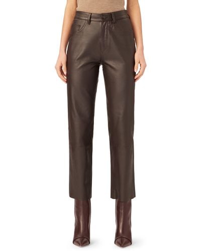 DL1961 Patti Ankle Straight Leg Leather Pants - Brown