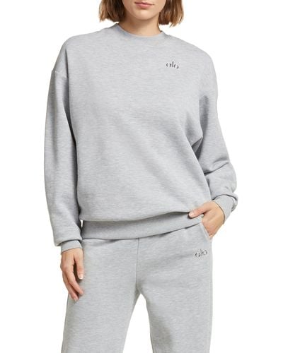 Alo Yoga Accolade Crewneck Cotton Blend Sweatshirt - Gray