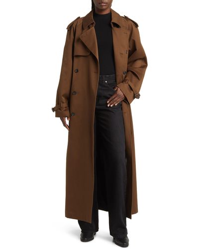 FRAME Wool Trench Coat - Brown