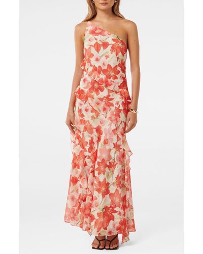 EVER NEW Poppy One-shoulder Recycled Polyester Maxi Dress - Red
