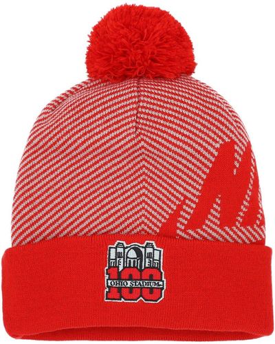 Nike Ohio State Buckeyes 100th Anniversary Ohio Stadium Cuffed Knit Hat With Pom At Nordstrom - Red