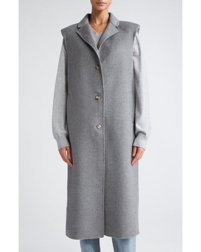 Loulou Studio Deanna Sleeveless Wool & Cashmere Long Coat - Gray