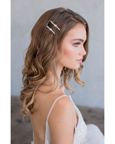 Brides & Hairpins Etta Set Of 2 Crystal Hair Clips - Metallic