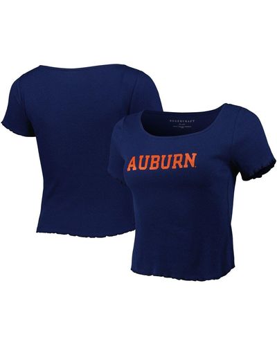 Boxercraft Auburn Tigers Baby Rib Lettuce-edge Trim T-shirt At Nordstrom - Blue