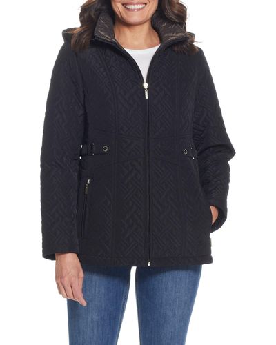 Gallery Quilted Jacket With Removable Hood - Blue