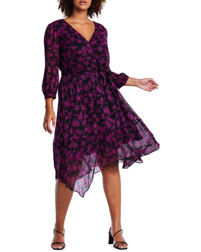Estelle Boysenbery Bloom Floral Print Midi Dress - Purple