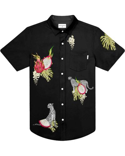 MAVRANS Dragon Fruit Waterproof Performance Short Sleeve Button-up Shirt - Black