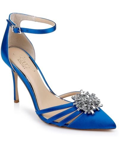 Badgley Mischka Violette Ankle Strap Pointed Toe Pump - Blue