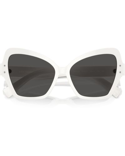 Dolce & Gabbana 56mm Butterfly Sunglasses - White