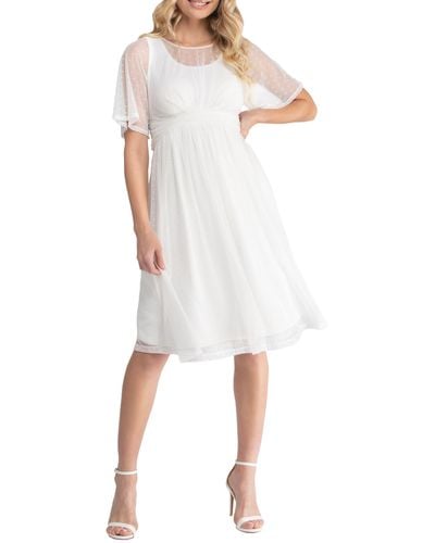 Kiyonna Stars Sheer Overlay Dress - White