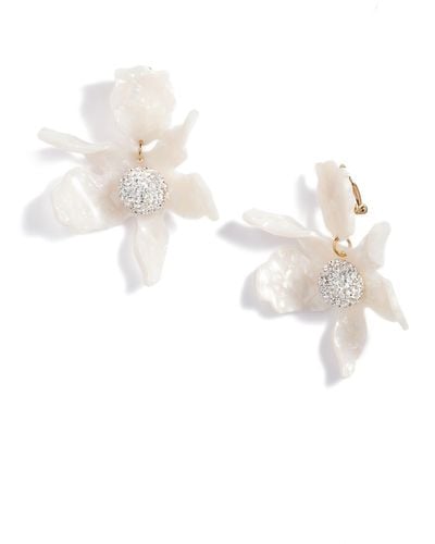 Lele Sadoughi Crystal Clip-on Drop Earrings - White
