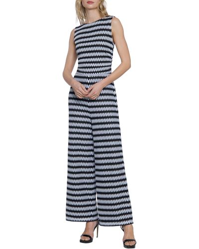 DONNA MORGAN FOR MAGGY Zigzag Sleeveless Jumpsuit - Blue