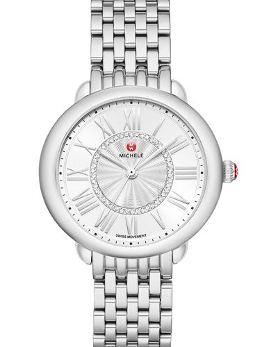 Michele Serein Diamond Bracelet Watch - Gray
