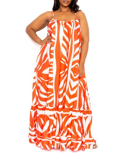 Buxom Couture Animal Print Maxi Dress - Orange