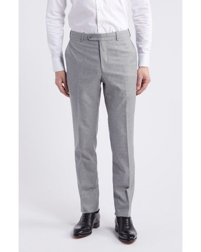 Peter Millar Flat Front Wool Blend Dress Pants - Gray