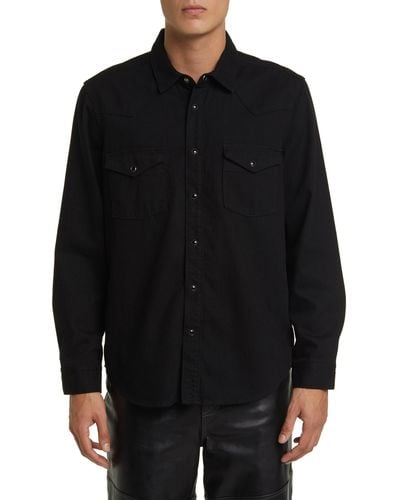 FRAME Western Denim Button-up Shirt - Black