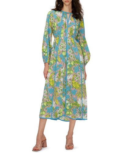 Diane von Furstenberg Scott Floral Long Sleeve Midi Dress - Green