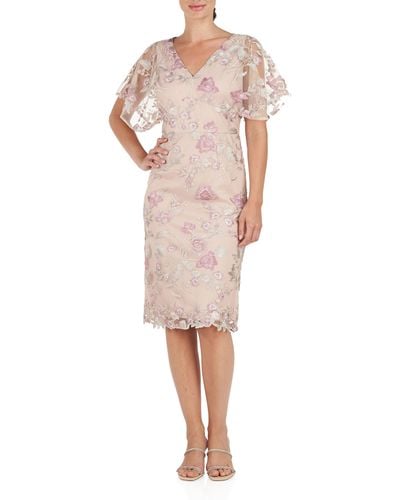 JS Collections Blake Floral Cocktail Sheath Dress - Pink