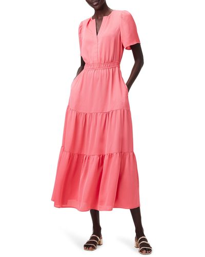 NIC+ZOE Nic+zoe Daydream Short Sleeve Tiered Maxi Dress - Pink