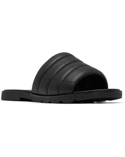 Sorel Ella Iii Quilted Puff Slide Sandal - Black
