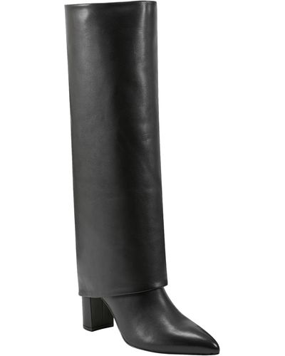 Marc Fisher Leina Foldover Shaft Pointed Toe Knee High Boot - Black