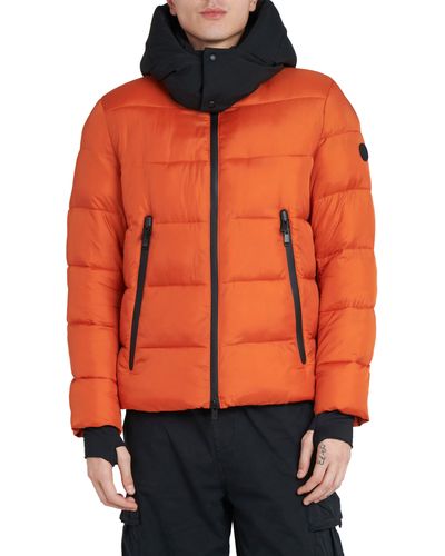 The Recycled Planet Company Tag Hooded Water Resistant Insulated Puffer Jacket - Orange