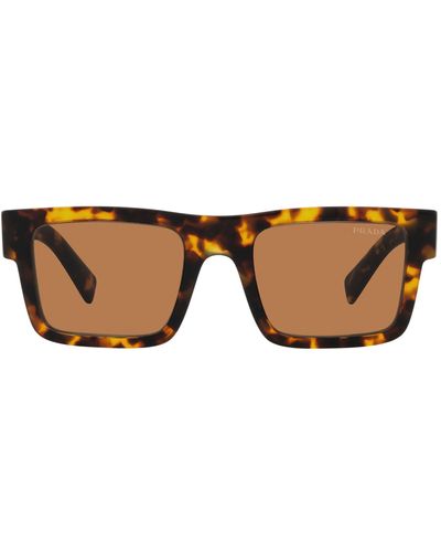 Prada 52mm Rectangular Sunglasses - Brown