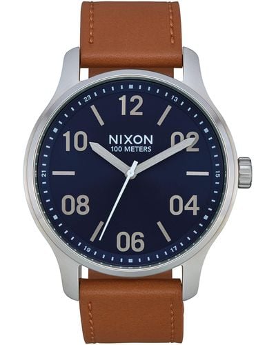 Nixon Adults Analogue Quartz Watch With Leather Strap A1243-2186-00 - Multicolor