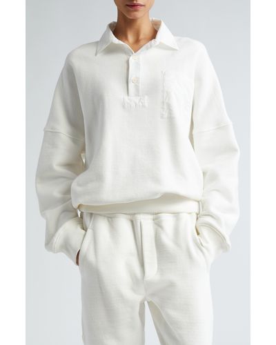 The Row Dende Cotton French Terry Polo Sweatshirt - White