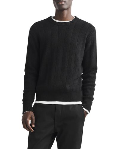 Rag & Bone Durham Herringbone Stitch Cashmere Sweater - Black