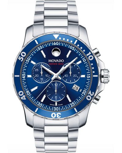 Movado 'series 800' Chronograph Bracelet Watch - Blue