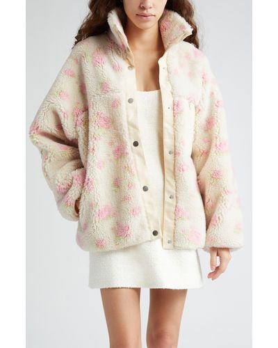 Sandy Liang Panda Floral Fleece Jacket - Pink