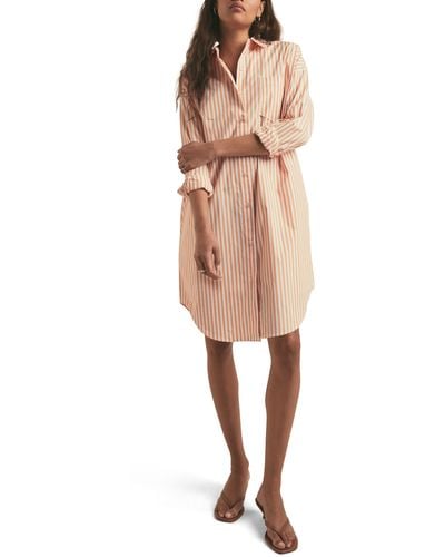 FAVORITE DAUGHTER The Tell Me About It Stripe Long Sleeve Shirtdress - Natural