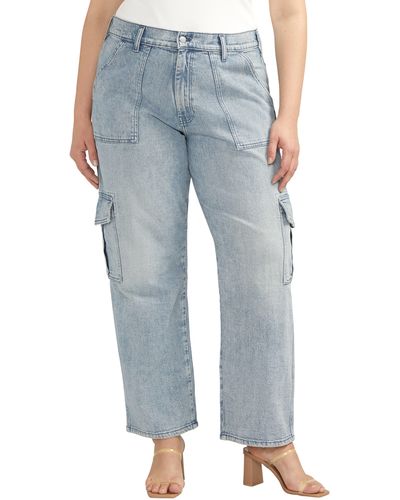 Silver Jeans Co. High Waist Ankle Cargo Jeans - Blue