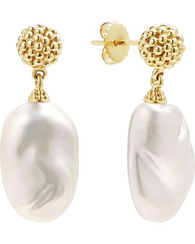 Lagos Luna Freshwater Pearl Drop Earrings - White