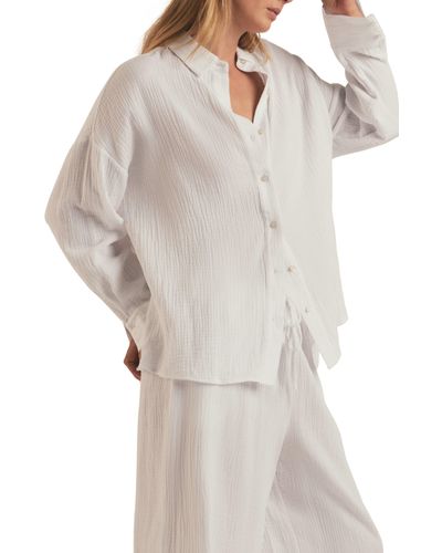 FAVORITE DAUGHTER Oversize Cotton Button-up Shirt - White
