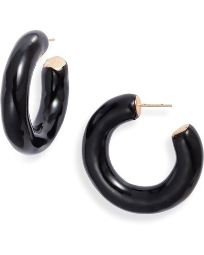 SHYMI Large Enamel Tube Hoop Earrings - Black