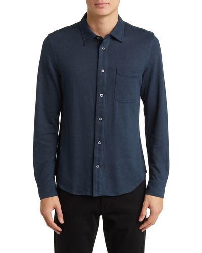 Billy Reid Hemp & Cotton Knit Button-up Shirt - Blue