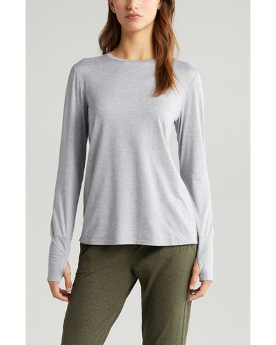 Zella Liana Restore Soft Lite Long Sleeve T-shirt - Gray