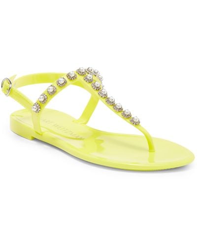 Stuart Weitzman Crystal Embellished Jelly Sandal - Yellow