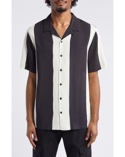 PacSun Henry Stripe Camp Shirt - Black
